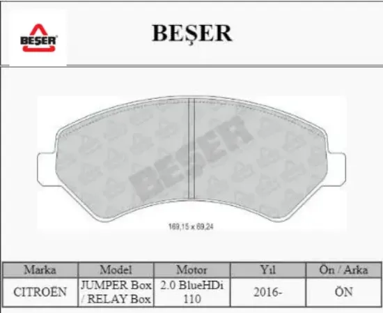 ÖN FREN BALATASI FİŞSİZ AKSESUARSIZ BOXER III-DUCATO-JEST  06 resmi