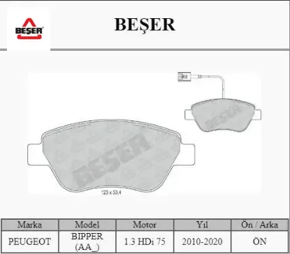 ÖN FREN BALATASI BIPPER-FIORINO-LINEA 2 FİŞLİ resmi