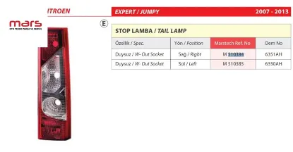 STOP LAMBASI SAĞ DUYSUZ EXPERT III-JUMPY III-SCUDO III 07> resmi